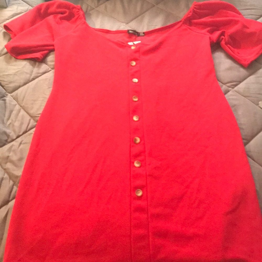 Red off the shoulder dress